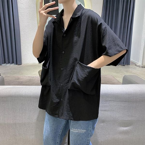 classic black/white shirts summer men's pattern cool shirt side pockets fashion loose solid color big size -5xl casual, White;black
classic black/white shirts summer men's pattern cool shirt side pockets fashion loose solid color big size -5xl casual, White;black