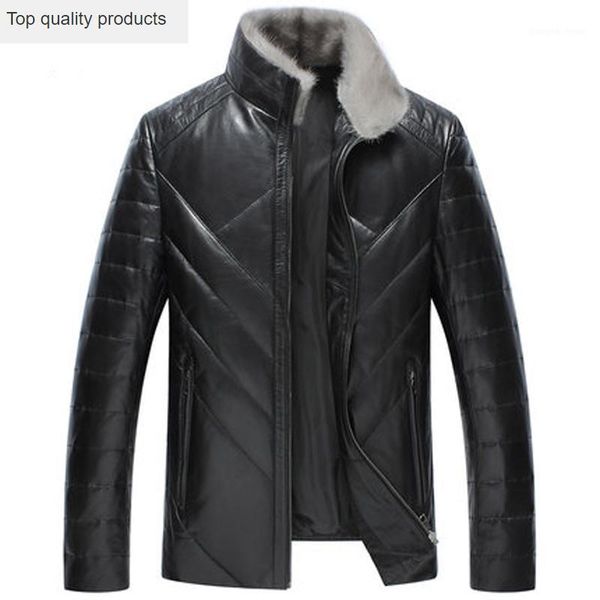 men's leather & faux 2021 arrival winter real sheepskin& collar white duck down jackets coat plus size jaqueta de cour, Black
men's leather & faux 2021 arrival winter real sheepskin& collar white duck down jackets coat plus size jaqueta de cour, Black