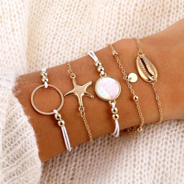 link, chain 5pcs/set vintage shell starfish bracelets bangles set gold multi layer bohemian beach charm bracelet for women fashion jewelry, Black
link, chain 5pcs/set vintage shell starfish bracelets bangles set gold multi layer bohemian beach charm bracelet for women fashion jewelry, Black