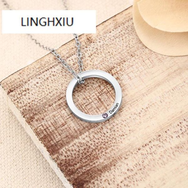 pendant necklaces custom birthstone circle stainless steel round women neklace, Silver
pendant necklaces custom birthstone circle stainless steel round women neklace, Silver