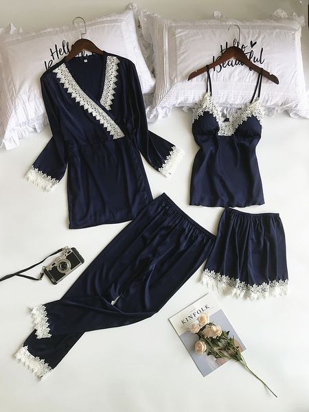 pyjamas lisacmvpnel 4 pcs lace robe sets spaghetti strap+cardigan+pant set fashion pajamas for women lhzf, Black;white
pyjamas lisacmvpnel 4 pcs lace robe sets spaghetti strap+cardigan+pant set fashion pajamas for women lhzf, Black;white