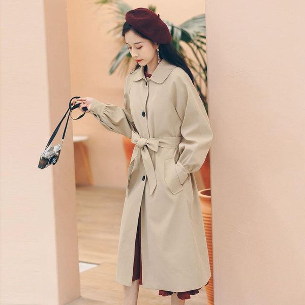 women's trench coats 2021 windbreaker middle school long korean loose coat female fashion autumn big size over knee for women, Tan;black
women's trench coats 2021 windbreaker middle school long korean loose coat female fashion autumn big size over knee for women, Tan;black