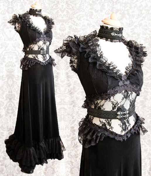 vntage victorian black evening dresses v neck see through long special occasion dresses pleats lace satin woman formal party gowns reception, Black;red
vntage victorian black evening dresses v neck see through long special occasion dresses pleats lace satin woman formal party gowns reception, Black;red