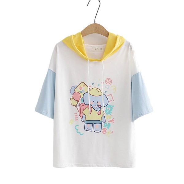 women short sleeve hoodies and sweatshirts cartoon print patchwork hooded pullover femme casual loose drawstring tracksuits women's &, Black
women short sleeve hoodies and sweatshirts cartoon print patchwork hooded pullover femme casual loose drawstring tracksuits women's &, Black