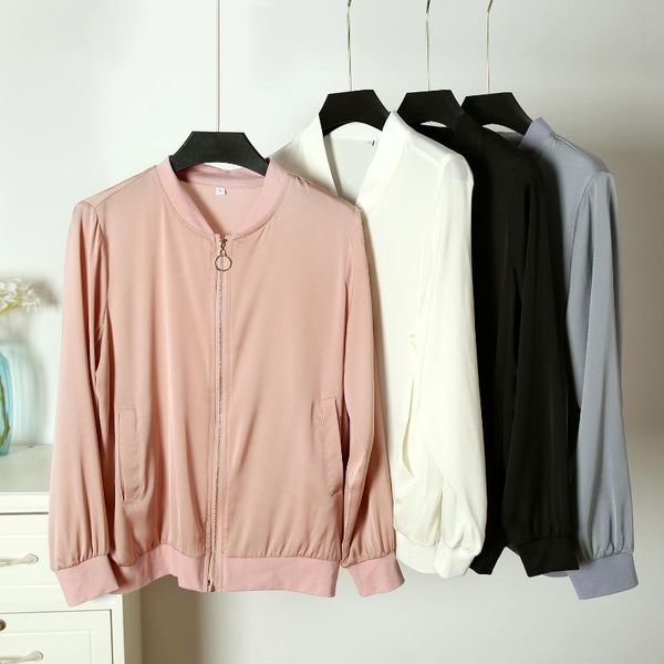 women's jackets heavy 19 m double satin - silk baseball uniform female mulberry temperament loose sunscreen long-sleeved jacket 2021, Black;brown
women's jackets heavy 19 m double satin - silk baseball uniform female mulberry temperament loose sunscreen long-sleeved jacket 2021, Black;brown