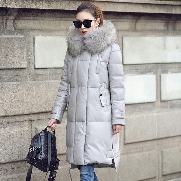 women's leather & faux genuine jacket women winter down coat big raccoon fur collar hooded long sheepskin coats mf1801 kj3463, Black
women's leather & faux genuine jacket women winter down coat big raccoon fur collar hooded long sheepskin coats mf1801 kj3463, Black