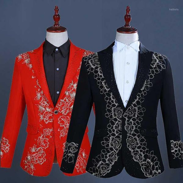 men's suits & blazers men crystals embroidery suit jackets formal stage clothing male singer host costume wedding performance coat dt14, White;black
men's suits & blazers men crystals embroidery suit jackets formal stage clothing male singer host costume wedding performance coat dt14, White;black