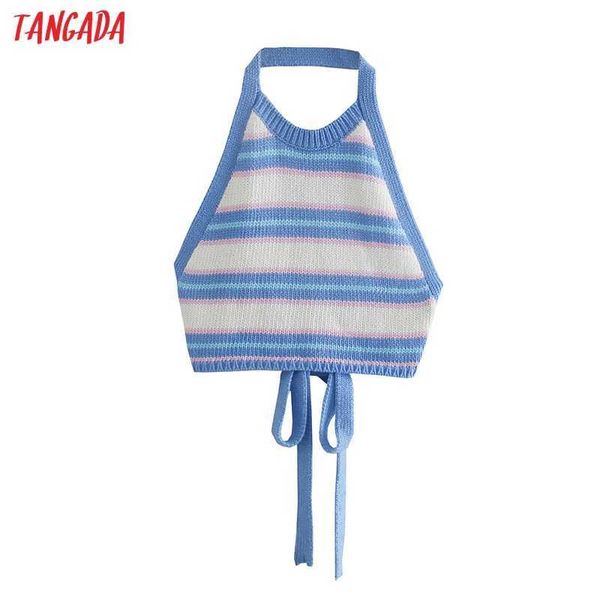 tangada women blue striped backless halter camis crop sleeveless short shirts female ab35 210609, White
tangada women blue striped backless halter camis crop sleeveless short shirts female ab35 210609, White