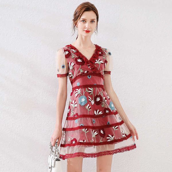 summer high-end flower embroidery mini lace mesh dress women short sleeve hollow out robe femme party 210529, Black;gray
summer high-end flower embroidery mini lace mesh dress women short sleeve hollow out robe femme party 210529, Black;gray