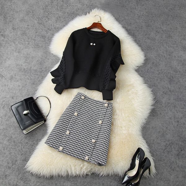 two piece dress fall autumn long sleeve round neck white / black sweatshirt + tweed houndstooth buttons short skirt 2 s set lo1911431 xdng
two piece dress fall autumn long sleeve round neck white / black sweatshirt + tweed houndstooth buttons short skirt 2 s set lo1911431 xdng