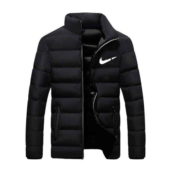 2021 new fashion stand-up collar parker zipper padded men's winter et, Black