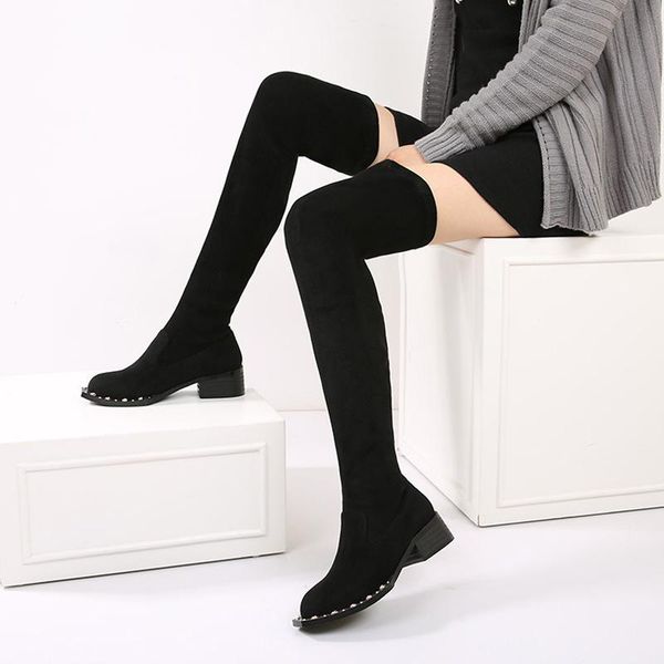 boots 2021 winter thigh high women chunky heels long velvet botas mujer sock snow shoes woman rivets motorcycle botines, Black
boots 2021 winter thigh high women chunky heels long velvet botas mujer sock snow shoes woman rivets motorcycle botines, Black