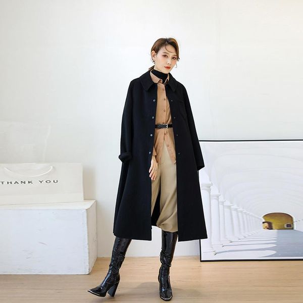 autumn and winter 2021 woollen overcoat women's middle long pure color double face cashmere wear wool & blends, Black
autumn and winter 2021 woollen overcoat women's middle long pure color double face cashmere wear wool & blends, Black
