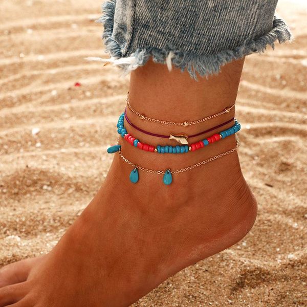 anklets minimalist versatile women's you fashion color bead small fish multilayer anklet 4 jian tao drop-shaped tassels, Red;blue
anklets minimalist versatile women's you fashion color bead small fish multilayer anklet 4 jian tao drop-shaped tassels, Red;blue