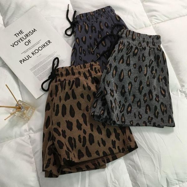 women's shorts leopard casual wear loose and versatile high waist show thin elastic, White;black
women's shorts leopard casual wear loose and versatile high waist show thin elastic, White;black