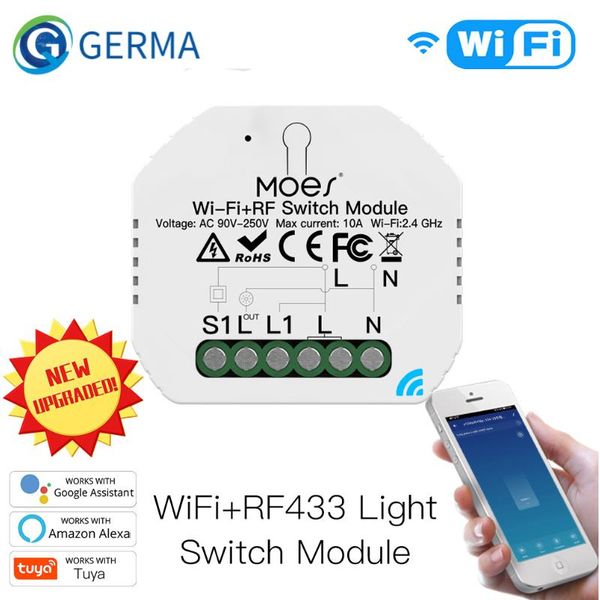 smart home control germa mini diy wifi rf433 relay switch module life/tuya app control, work with alexa google 1 gang 1/2 way
smart home control germa mini diy wifi rf433 relay switch module life/tuya app control, work with alexa google 1 gang 1/2 way