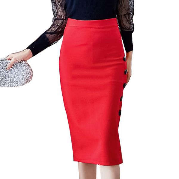 skirts gowyimmes autumn all-match women red pencil skirt slim lady high waist button-up girl midi long split pd113, Black
skirts gowyimmes autumn all-match women red pencil skirt slim lady high waist button-up girl midi long split pd113, Black