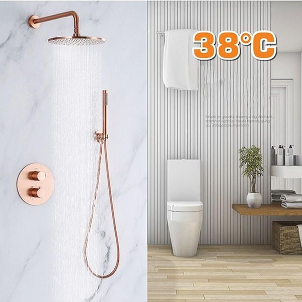 brass rose gold shower faucets 8-12" rainfall head bathroom system diverter 2/3 ways thermostatic valve set sets
brass rose gold shower faucets 8-12" rainfall head bathroom system diverter 2/3 ways thermostatic valve set sets