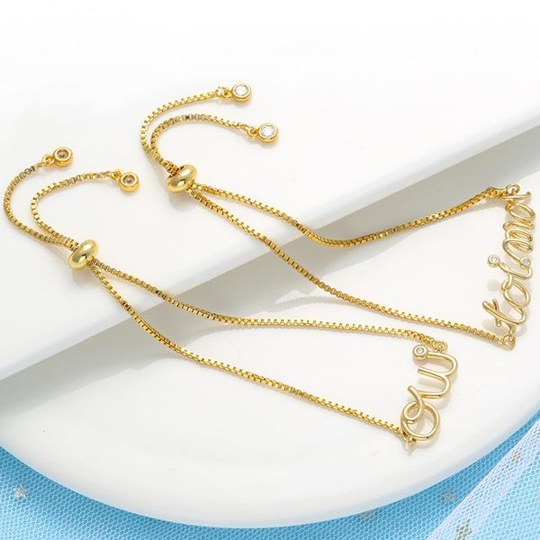 link, chain zhukou gold color toi moi oui letters bracelet trendy women handmade cz crystal small jewelry wholesale vl102, Black
link, chain zhukou gold color toi moi oui letters bracelet trendy women handmade cz crystal small jewelry wholesale vl102, Black