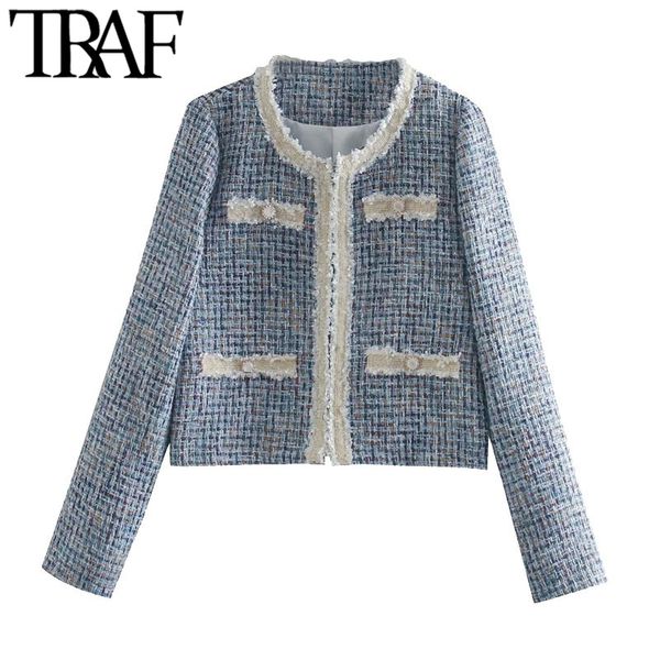 traf women fashion patchwork checked tweed jacket coat vintage long sleeve frayed trim female outerwear chic 210415, Black;brown
traf women fashion patchwork checked tweed jacket coat vintage long sleeve frayed trim female outerwear chic 210415, Black;brown