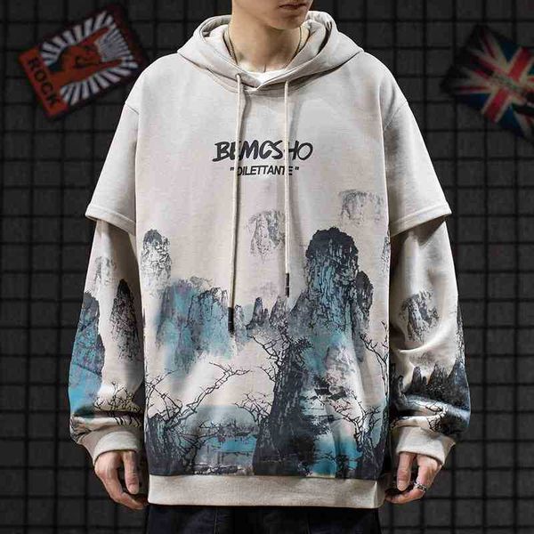 guochao street oil painting style fake two hooded sweater men's fashion chinese couple hoodie coat, Black
guochao street oil painting style fake two hooded sweater men's fashion chinese couple hoodie coat, Black