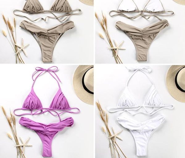 women's swimwear est bikinis female micro folds women high cut bikini set string swimming suit for white swimsuit, White;black
women's swimwear est bikinis female micro folds women high cut bikini set string swimming suit for white swimsuit, White;black