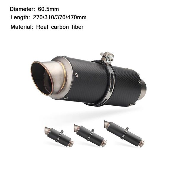 270mm/310mm/370mm/470mm motorcycle system tail silp on for 60.5mm motorbike carbon fiber exhaust muffler pipe 
270mm/310mm/370mm/470mm motorcycle system tail silp on for 60.5mm motorbike carbon fiber exhaust muffler pipe