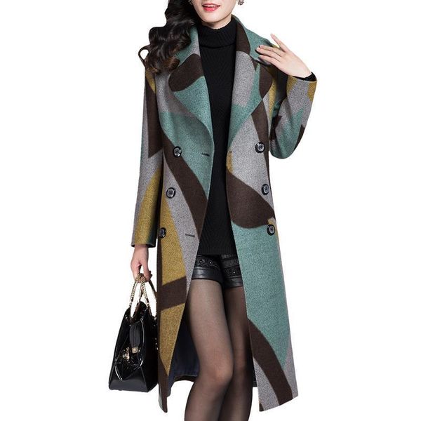 women's wool & blends women lattice woolen coat 2021 female autumn winter jacket middle-aged double breasted long overcoat a456, Black
women's wool & blends women lattice woolen coat 2021 female autumn winter jacket middle-aged double breasted long overcoat a456, Black