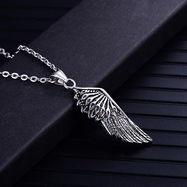 pendant necklaces men's punk silver color feather necklace for men vintage stainless steel angel wing male jewelry
pendant necklaces men's punk silver color feather necklace for men vintage stainless steel angel wing male jewelry