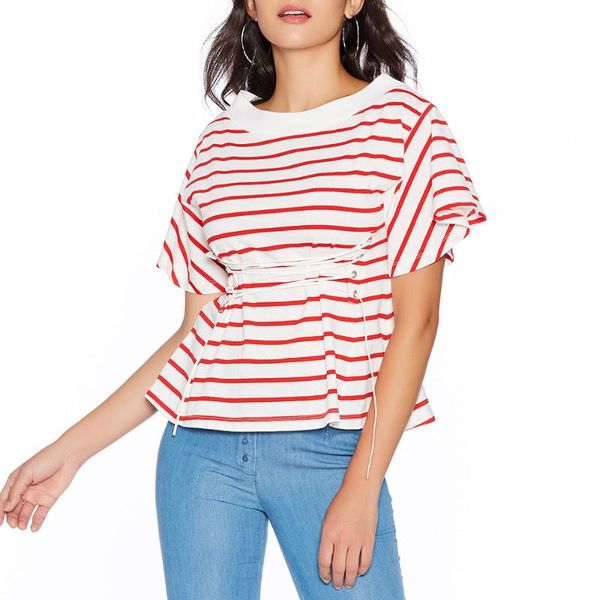women's t-shirt women pink stripe patchwork slim short sleeve lace bandage high waist young girl western casual fashion tee female, White
women's t-shirt women pink stripe patchwork slim short sleeve lace bandage high waist young girl western casual fashion tee female, White
