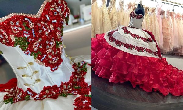 2022 fashion red and white pearls ruffles quinceanera dresses ball gown off the shoulder 3d floral flowers satin mexican vestido de 15 anos, Blue;red
2022 fashion red and white pearls ruffles quinceanera dresses ball gown off the shoulder 3d floral flowers satin mexican vestido de 15 anos, Blue;red