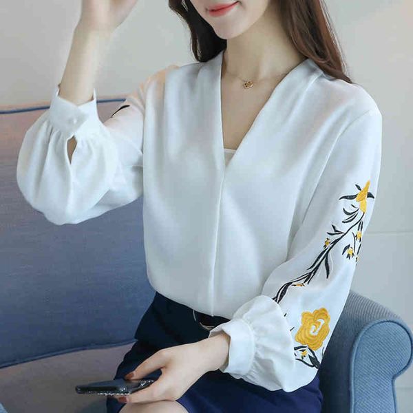 women shirts long sleeve v-neck office blouse chiffon s blusas mujer de moda 210512, White
women shirts long sleeve v-neck office blouse chiffon s blusas mujer de moda 210512, White