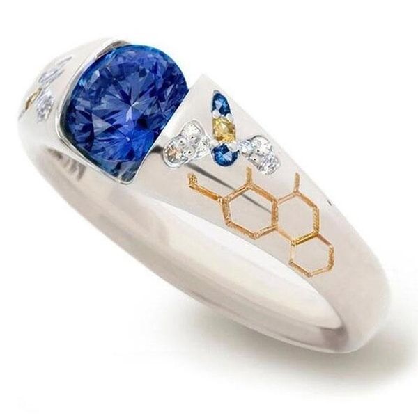 cluster rings trendy female silver color blue cz little bee wedding ring for women simple creative party jewelry, Golden;silver
cluster rings trendy female silver color blue cz little bee wedding ring for women simple creative party jewelry, Golden;silver