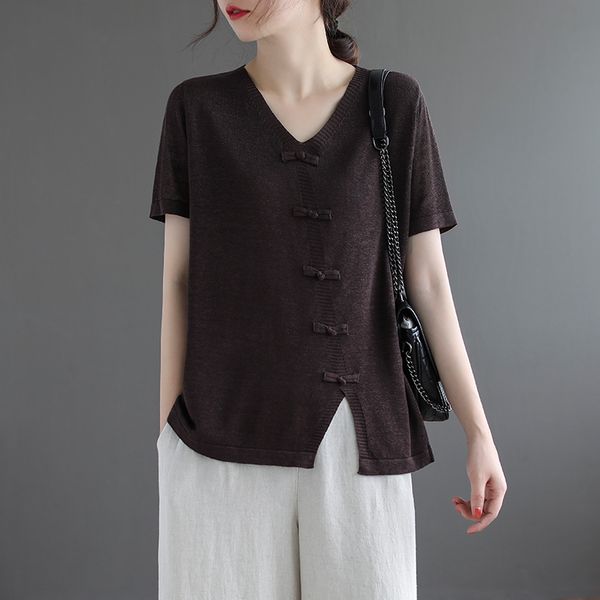 traditional chinese summer cheongsam v-neck short sleeve t-shirt casual knitted chinese style clothing women 11468, Red
traditional chinese summer cheongsam v-neck short sleeve t-shirt casual knitted chinese style clothing women 11468, Red