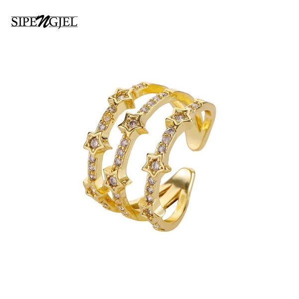 cluster rings fashion cubic zirconia star ring three layer hollow open adjustable for women wedding jewelry 2021 trend, Golden;silver
cluster rings fashion cubic zirconia star ring three layer hollow open adjustable for women wedding jewelry 2021 trend, Golden;silver
