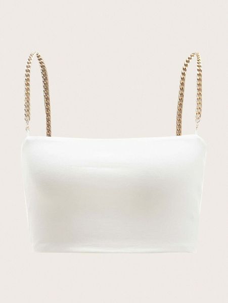 chain strap crop cami b46y#, White
chain strap crop cami b46y#, White