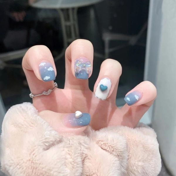 false nails 24pcs/box detachable blue sky and white clouds butterfly round head coffin fake full cover acrylic nail tips, Red;gold
false nails 24pcs/box detachable blue sky and white clouds butterfly round head coffin fake full cover acrylic nail tips, Red;gold