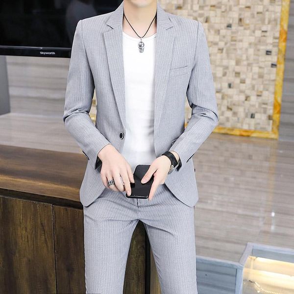 men's suits & blazers ( jacket + pants ) 2021 spring autumn suit set korean slim fit business casual formal wear fashion trend mens clo, White;black
men's suits & blazers ( jacket + pants ) 2021 spring autumn suit set korean slim fit business casual formal wear fashion trend mens clo, White;black