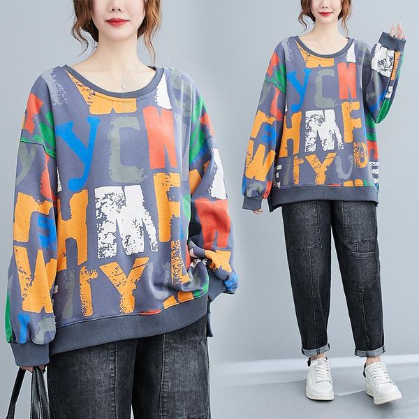 women's hoodies & sweatshirts autumn ladies plus size sweater 9xl-140kg fashion round neck long sleeve hem slit loose print casual, Black
women's hoodies & sweatshirts autumn ladies plus size sweater 9xl-140kg fashion round neck long sleeve hem slit loose print casual, Black
