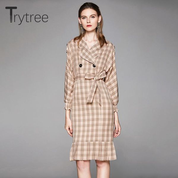 casual dresses trytree autumn winter women dress turn-down collar belt plaid slim fit ruffles knee-length 2 colors office lady, Black;gray
casual dresses trytree autumn winter women dress turn-down collar belt plaid slim fit ruffles knee-length 2 colors office lady, Black;gray