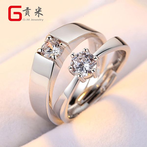 wedding simulation diamond solid classic s925 sterling silver couple ring adjustable size, Slivery;golden
wedding simulation diamond solid classic s925 sterling silver couple ring adjustable size, Slivery;golden