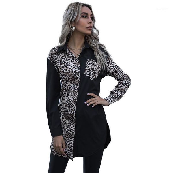 women long sleeve shirt dresses blouse button-down shirts cardigan lapel clothes leopard print buttons slim blouses casual women's, White
women long sleeve shirt dresses blouse button-down shirts cardigan lapel clothes leopard print buttons slim blouses casual women's, White