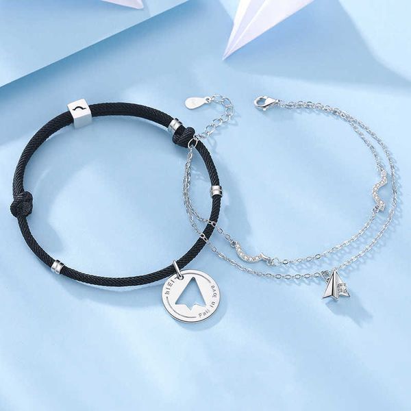 couple bracelet paper airplane model hand rope bracelet selling student long-distance bracelets for men and women gifts 210910, Golden;silver
couple bracelet paper airplane model hand rope bracelet selling student long-distance bracelets for men and women gifts 210910, Golden;silver