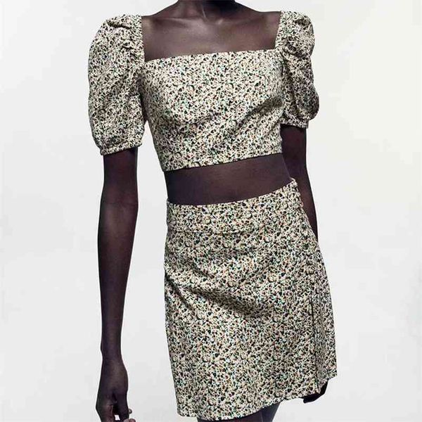 2 peices sets for women summer square neck puff sleeve print short + shirts 210524, White
2 peices sets for women summer square neck puff sleeve print short + shirts 210524, White
