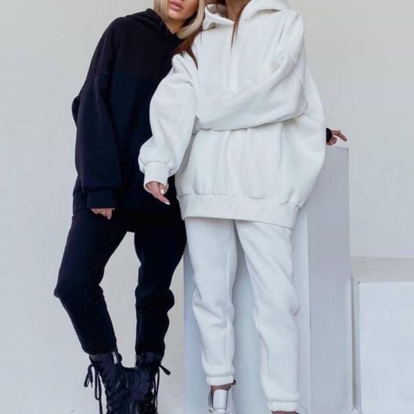 women's two piece pants tracksuit pant sets solid color hoodie suit warm skin-friendly casual long sleeve, White
women's two piece pants tracksuit pant sets solid color hoodie suit warm skin-friendly casual long sleeve, White