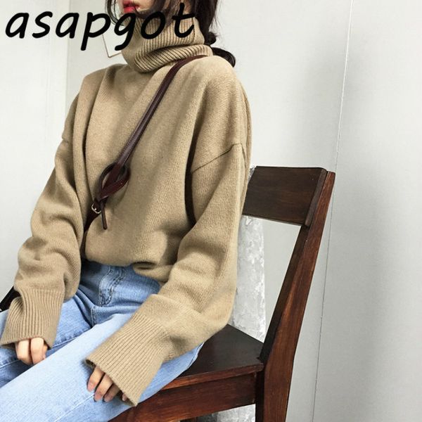 chic korean autumn basic solid vintage thicken khaki turtleneck pullovers sweaters slim warm long sleeve knitwear casual 210429, White;black
chic korean autumn basic solid vintage thicken khaki turtleneck pullovers sweaters slim warm long sleeve knitwear casual 210429, White;black