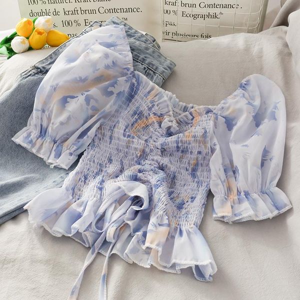 4 colors women blouses print stretchy shirt summer sweet ruffles slash neck cropped chiffon crop for girls, White
4 colors women blouses print stretchy shirt summer sweet ruffles slash neck cropped chiffon crop for girls, White