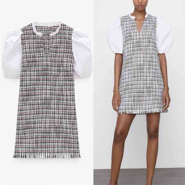 vintage textured weave mini dress women short puff sleeve frayed hem party dresses woman fashion spliced summer vestidos 210524, Black;gray
vintage textured weave mini dress women short puff sleeve frayed hem party dresses woman fashion spliced summer vestidos 210524, Black;gray