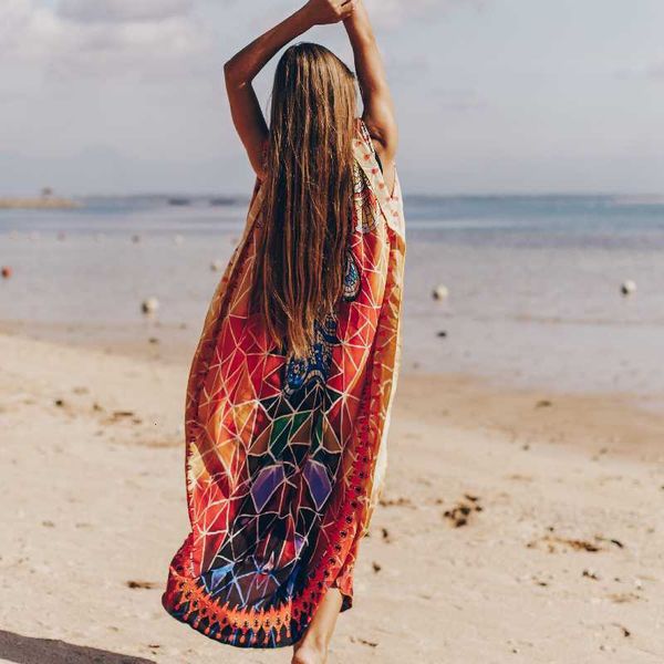 women's swimwear quick-drying bohemian printed tassel summer beach maxi dress cotton tunic women plus size beachwear swimsuit cover up, White;black
women's swimwear quick-drying bohemian printed tassel summer beach maxi dress cotton tunic women plus size beachwear swimsuit cover up, White;black
