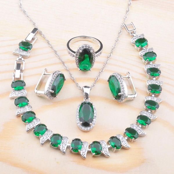 earrings & necklace 2021 green crystal silver color jewelry set women engagement gift with bracelet pendant ring
earrings & necklace 2021 green crystal silver color jewelry set women engagement gift with bracelet pendant ring